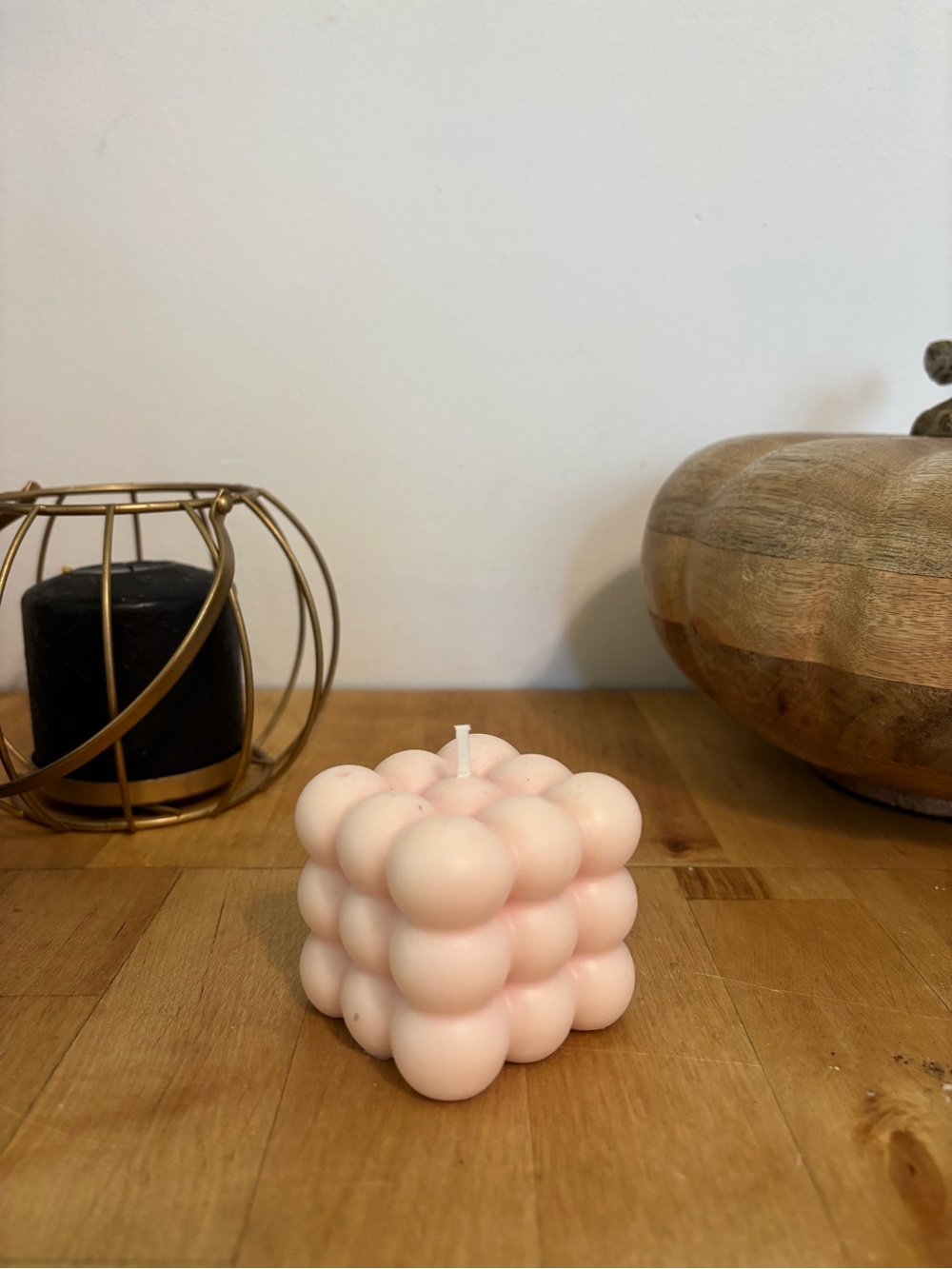 Pink Bubble Cube Decorative Candle - homemade